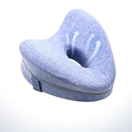 Perna Ortopedica pentru Picioare, Cyrax, Multifunctionala, Confortabilă, in Forma de Inima, Spuma cu Memorie, Curea Anti-cadere, 25x23x13 cm, Albastru