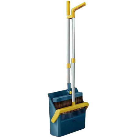 Set Matura si Faras cu Coada  cu Dinti de Pieptene pentru Curatare Matura, rotativ, pliabil, detasabil, Otel inoxidabil si Polipropilena, 99 x 30 cm Albastru