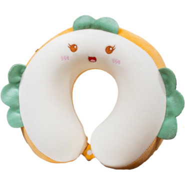 Perna de Calatorie in Forma de U,  Pentru Gat si Cap, Umplutura din Spuma cu Memorie, 30x30 cm, Model Burger, Accesoriu de Voiaj, Birou, Masina, Sistem Prindere Capse, Alb