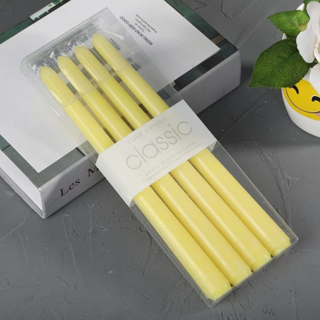 Set 4 Lumanari,  pentru Suport de Masa, Fara Miros si Fum, din Parafina, 2.2 x 25 cm, Galben