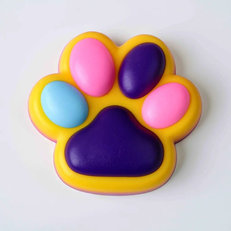 Jucarie Antistres Squishy, Cyrax, cu Revenire Lenta, Squeeze Toys, Model Cat Paw, 12.5x10.5 cm, 220g, +3 Ani, din TPR, Model 5, Multicolor