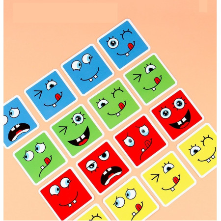 Jucarie Pentru Copii Montessori Cyrax, Cub din Lemn, Asamblare Fete, 64 de Carti Distractive, pentru Baieti si Fete, Varsta +3 ani, Educativ, Cutie din Aluminiu, 13.5 x 4 x 9 cm, multicolor