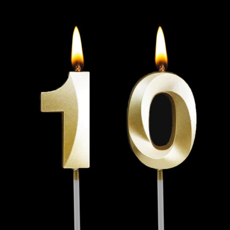 Lumanare Cifra 0, Cyrax, Model Diamond, 5 x 3.4 cm, Auriu