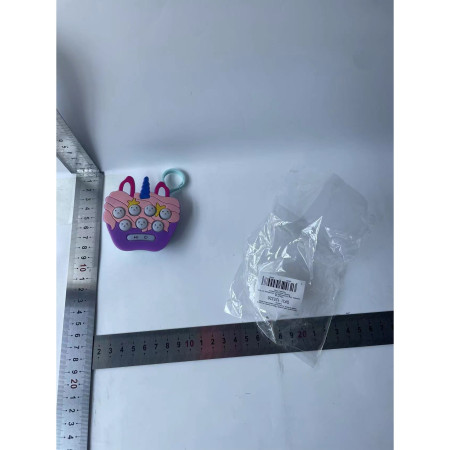 Jucarie pentru copii portabila Cyrax, joc Gopher, cu lumini si muzica, tip breloc, model unicorn, material silicon si ABS, multicolor