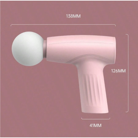 Mini Aparat de Masaj,  Tip Pistol, Incarcare USB Tip C, Portabil, Pentru Relaxare Musculara, Autonomie 120 Min, 3 Trepte de Viteza, Roz