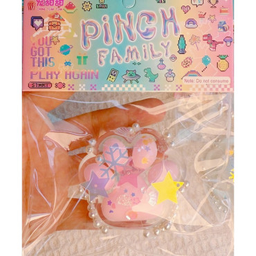 Jucarie Antistres Squishy, Cyrax, cu Revenire Lenta, Squeeze Pinch Family, Model Labuta de Pisica, 6x5.5 cm, 70g, Ambalaj Transparent, Roz-Transparent
