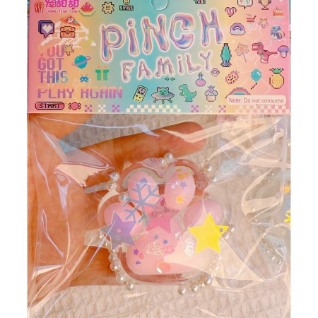 Jucarie Antistres Squishy, Cyrax, cu Revenire Lenta, Squeeze Pinch Family, Model Labuta de Pisica, 6x5.5 cm, 70g, Ambalaj Transparent, Roz-Transparent