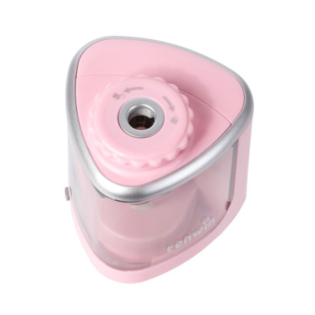 Ascutitoare Electrica Semi-Automata,  din Plastic, Baterii 2 x AA (neincluse), 6.5 x 6.5 x 7.5 cm, Roz