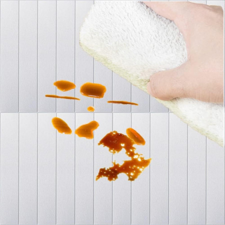 Set 10 Placi Tapet 3D,  70 x 70 cm, Grosime 3 mm, din Rasina, Tip Placi de Lemn, Suprafata Acoperita 4.9 mp, Alb