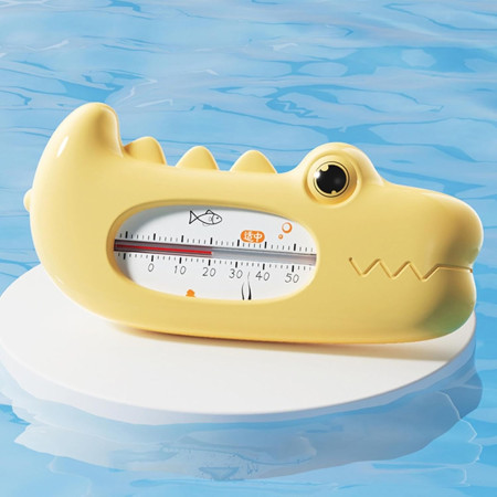 Termometru pentru Baie, Cyrax, Plutitor, Rezistent la apa, Multifunctional, Model Crocodil, 2.7x6.5x3.7 cm, Galben