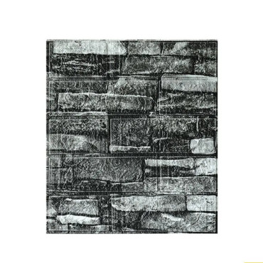 Set 10 Placi Tapet 3D,  35 x 38 cm, Grosime 3 mm, din Polietilena, Model Caramida, Suprafata acoperita 1.33 mp, Piatra Gri