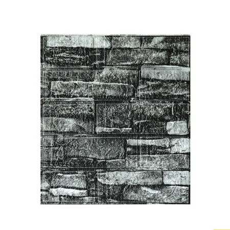 Set 10 Placi Tapet 3D,  35 x 38 cm, Grosime 3 mm, din Polietilena, Model Caramida, Suprafata acoperita 1.33 mp, Piatra Gri