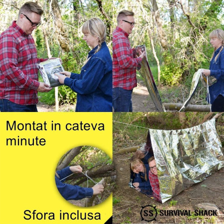 Kit supravietuire multifunctional  Instrumente profesionale, Trusa de Prim-Ajutor, pentru Camping, Drumetii, Aventuri in aer liber, borseta inclusa, model army