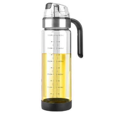 Sticla de ulei etansa cu deschidere inchidere, Cyrax, Dispenser de ulei de bucatarie, Sos de soia, Otet, 500 ml, Transparent
