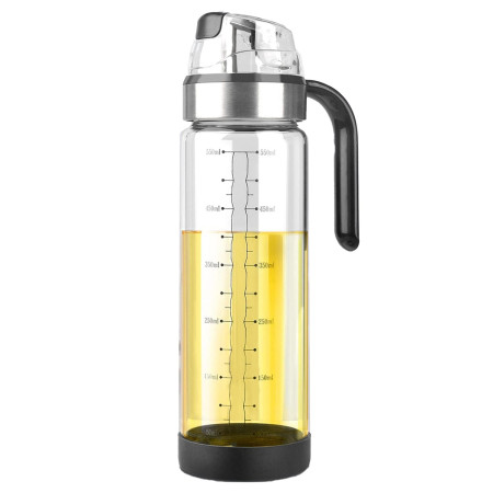 Sticla de ulei etansa cu deschidere inchidere, Cyrax, Dispenser de ulei de bucatarie, Sos de soia, Otet, 500 ml, Transparent