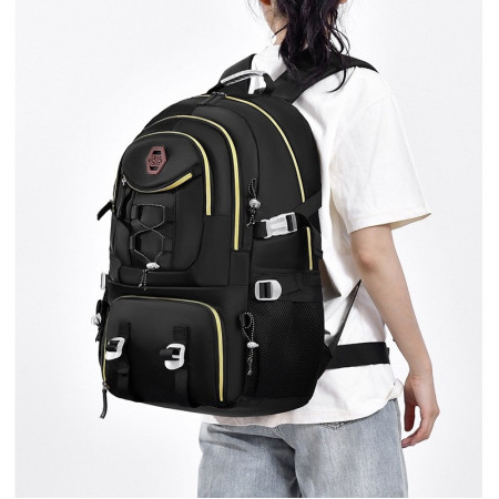 Rucsac Multifunctional pentru Calatorie,  pentru Alpinism, Voiaj, Drumetii, din Panza Oxford, 34x16x52 cm, Negru