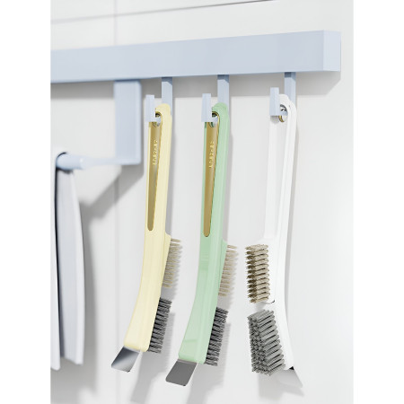 Perie de Sarma pentru Bucatarie,  din Doua Bucati, Maner Lung cu Gaura de Prindere, Peri din Otel, Anti-Reziduu, Anti-Murdarie, 24.5x2.7x6.7cm, Galben