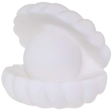 Lampa de Veghe,  Model Scoica cu Perla, Lumina Calda, 6x5 cm, Led, Baterii Incluse 3 x LR44, Alb