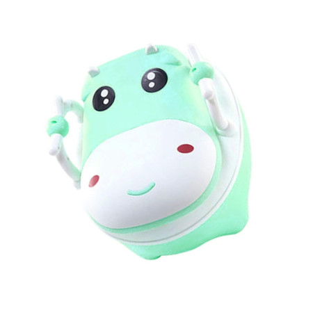 Olita pentru Copii, Cyrax, +1an, Portabila, Design Vacuta cu Capac, Model Prietenos, Non-Toxic, cu Manere, Compartiment Detasabil, Perie Inclusa, Usor de Curatat, Verde