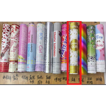 Tun Confetti, Cyrax, Model Folie Aurie, 40 cm, Ambalaj din Carton, Eliberare prin Rasucire, Auriu