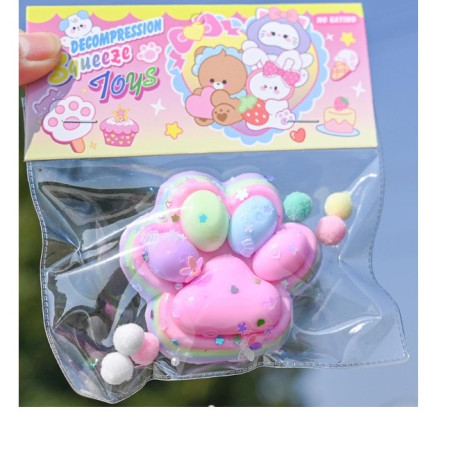 Jucarie Antistres Squishy, Cyrax, Labuta de Pisica Pufoasa, cu Revenire Lenta, 7.5 x 8.5 cm, Model 27052, Multicolor