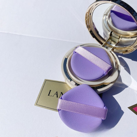 Burete de Machiaj Triunghi Cyrax, Reutilizabili, Utilizare Umeda sau Uscata, 5.5 x 5.5 x 0.9 cm, Powder Puff, Mov