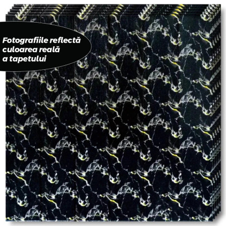 Set 10 Placi Tapet 3D,  70 x 70 cm, Grosime 3 mm, din Rasina, Tip Placi de Lemn, Suprafata Acoperita 4.9 mp, Negru