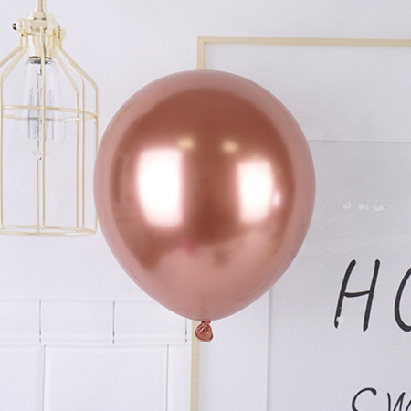 Set 12 Baloane, Cyrax, din Latex Chrome, 30 cm, Roz-Auriu