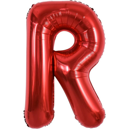 Balon Folie Metalizata Litera R, Cyrax, 40 cm, Umflati cu Heliu sau Aer, Ambalaj Individual, Pai inclus, Rosu