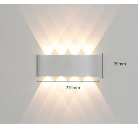 Aplica pentru Perete,  Interior/Exterior, Rezistenta la Umezeala IP65, 8 W, Lumina Calda, Aluminiu, 22x8 cm, Alb