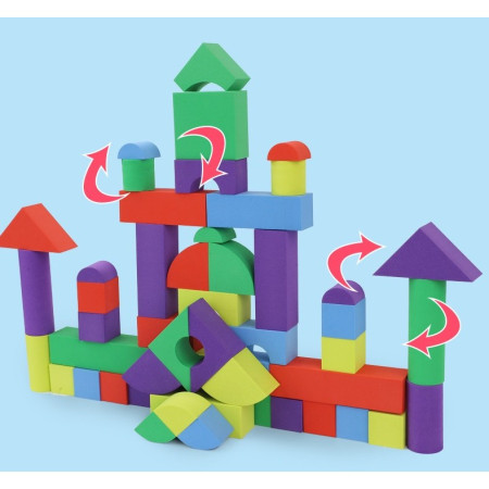 Set Blocuri de Constructie din Spuma EVA, Cyrax, 29 de Piese, Interactive, 24.5x16x3.7 cm, Multicolor