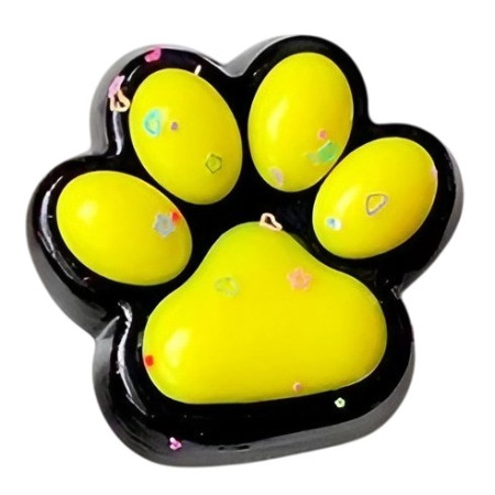 Jucarie Antistres Squishy, Cyrax, cu Revenire Lenta, Squeeze Pinch Family, Model Labuta de Pisica, 6.8x6.2 cm, 55g, Ambalaj Transparent, Galben