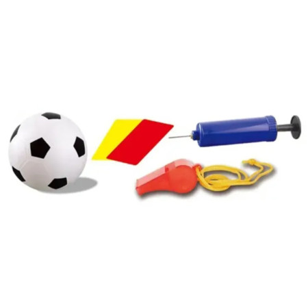 Set Poarta de Fotbal pentru Copii, Cyrax, 45x60 cm, Minge, Cartonase, Pompa, Fluier, Interactiv, Distractiv, Galben