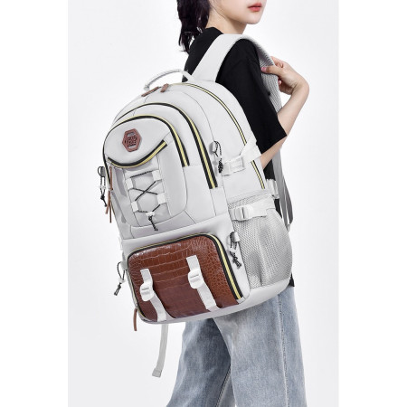 Rucsac Multifunctional pentru Calatorie,  pentru Alpinism, Voiaj, Drumetii, din Panza Oxford, 34x16x52 cm, Alb