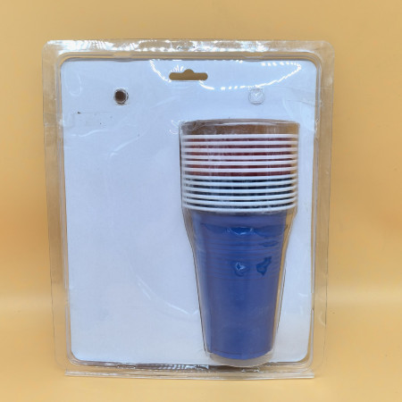 Joc de Baut BEER PONG, Cyrax, Set din 12 Mingi de Tenis si 12 Pahare Reutilizabile, Joc Interactiv pentu Adulti, Albastru Rosu