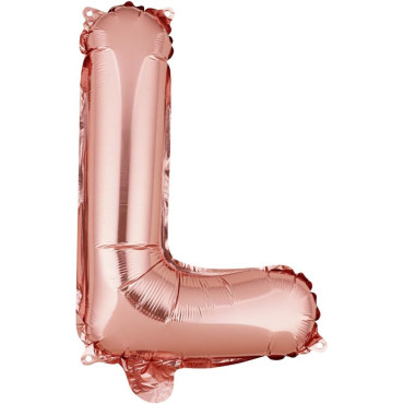 Balon Folie Metalizata Litera L, Cyrax, 40 cm, Umflati cu Heliu sau Aer, Ambalaj Individual, Pai inclus, Rose Gold