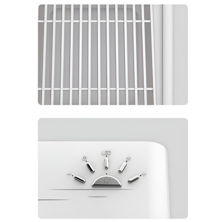Mini Incalzitor pentru Birou,  Incalzire si Racire, 1000-1200W, cu Lumini, cu Maner, Lungime Cablu 1.5 m, 3 Trepte de Temperatura, 15.3x13.8x22.5 cm, Alb
