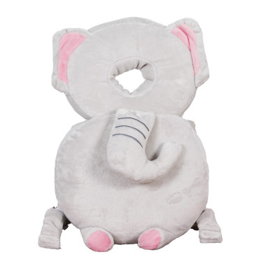 Perna tip Rucsac pentru Protectia Capului,  Tetiera tip Elefant de Plus, pentru Bebelusi, 33x6x19 cm, 180 g, Gri