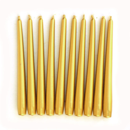 Lumanare Decorativa,  pentru Masa, 25 cm, din Parafina, fara Fum, Ardere 7.5h, Auriu