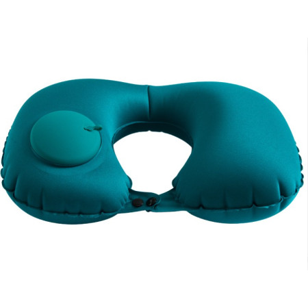 Perna pentru gat  portabila, umflare prin apasare, usor de depozitat, imbracata in material catifelat, in forma de U, 40 x 28 cm, verde