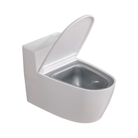 Scrumiera creativa  Forma de Toaleta, Capac Alb , Material ABS si Otel Inoxidabil, 12.5 x 10 x 8 cm, Fixare prin Lipire sau De Sine Statator, pentru Baie, Camera, Bucatarie, Balcon, Alb, model 2