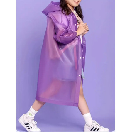 Pelerina de Ploaie,  pentru Copii 100-145 cm, din EVA, Impermeabila, Inchidere cu Capse, Mov