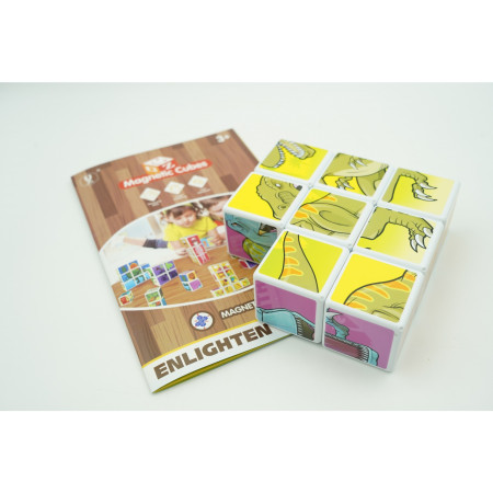 Cyrax Set inteligent de cuburi magnetice pentru copii, 8 piese, cutie depozitare, puzzle dinozauri, +3 ani, multicolor