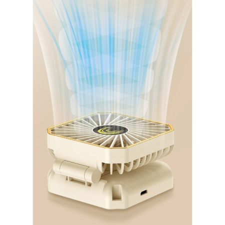 Ventilator Portabil,  de Gat, de Birou, Suport Telefon, 14 x 7 cm, Incarcare USB, din ABS, 3 Viteze, Bej