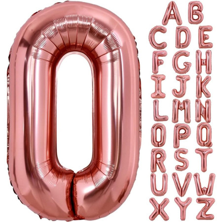 Balon Folie Metalizata Litera O, Cyrax, 40 cm, Umflati cu Heliu sau Aer, Ambalaj Individual, Pai inclus, Rose Gold