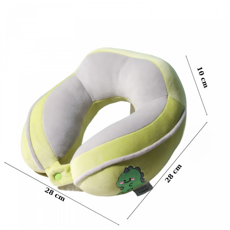 Perna de Calatorie,  Pentru Gat si Cap, Umplutura din Bumbac, 28x28x10 cm, cu Model Brodat Crocodil Verde