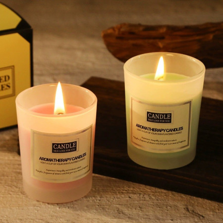 Lumanare Parfumata,  Model Borcan Translucid, 6.2 x 5.2 cm, Aroma de Cedru, Verde