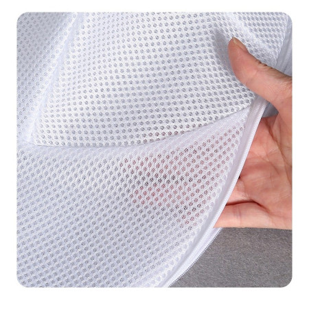 Husa de Spalare Sapca,  pentru Masina de Spalat, din Poliester, Circumferinta 53 cm, cu Fermoar, cu Suport Sapca, Alb