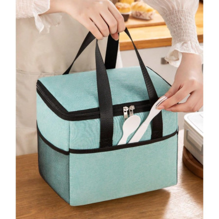 Geanta Termica Cyrax pentru Pranz, Compartimente Telefon si Tacamuri, Multifunctionala, Impermeabila, 24x18x21 cm, Verde