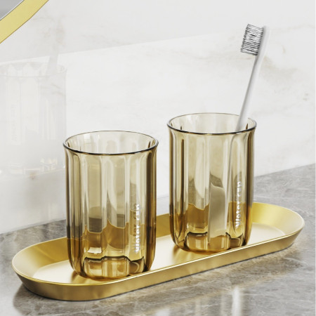 Cana de Apa pentru Clatit,  pentru Periuta de Dinti, 200 ml, 10.4 x 7.3 cm, Maro Transparent